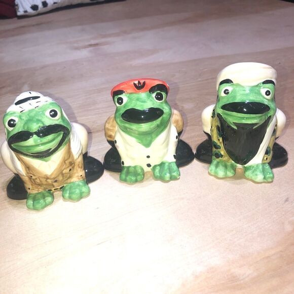 Hermitage Pottery John Toth Osama Target Practice Frogs Set of 3 RARE! 4.5"H‎ - Picture 1 of 6